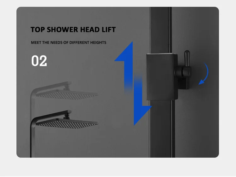 Custom Rain Sqaure Water Mixer 3 Way Pressure Termostatic Spout Exposed Bathroom Set Wall Thermostatic Matte Black Shower Faucet
