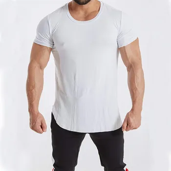 2020 Soft Cotton Custom Round Neck Men White Blank Gym Tshirt Printing ...