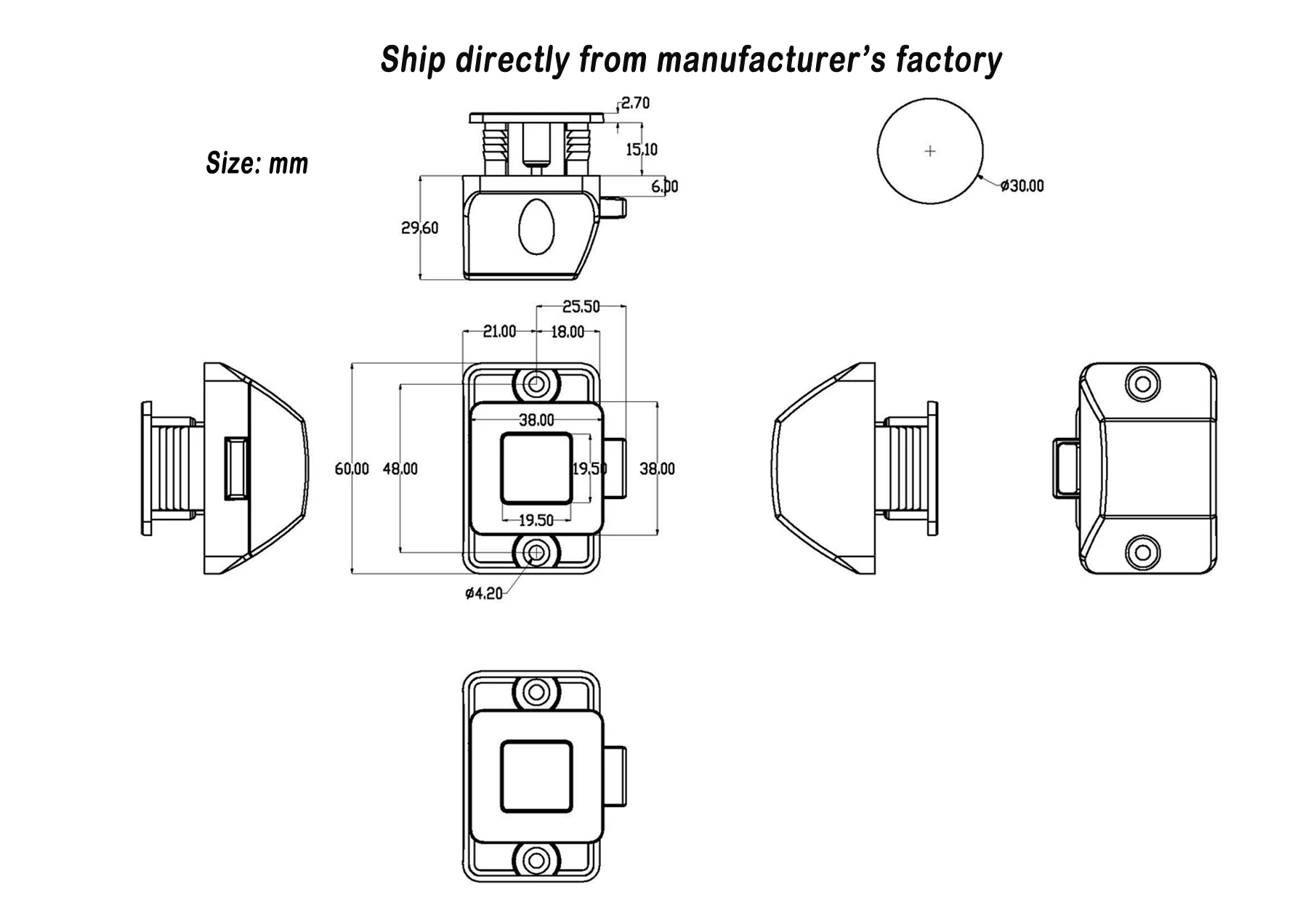 Metal Push Button Latch Square Rv Push Button Catch Nickel For Rv