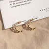 European Club Style 24K Gold Chain Link Earrings Small Mini Cuban Link Chain Hoop C Shape Earrings For Women