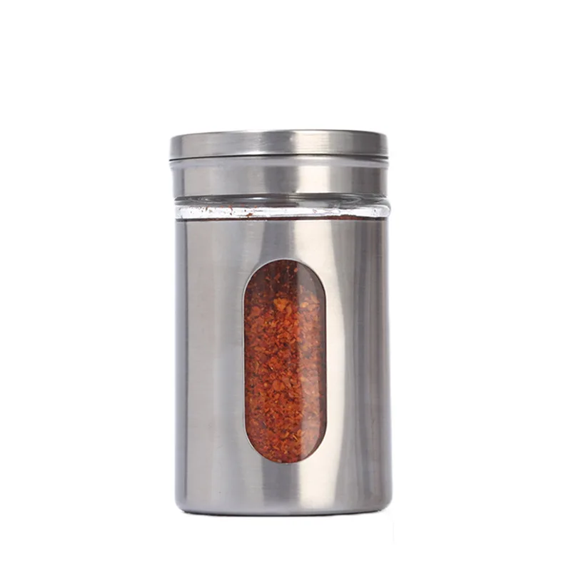 product wholesale stainless steel glass spice jar 80ml seasoning bottle jars set-6
