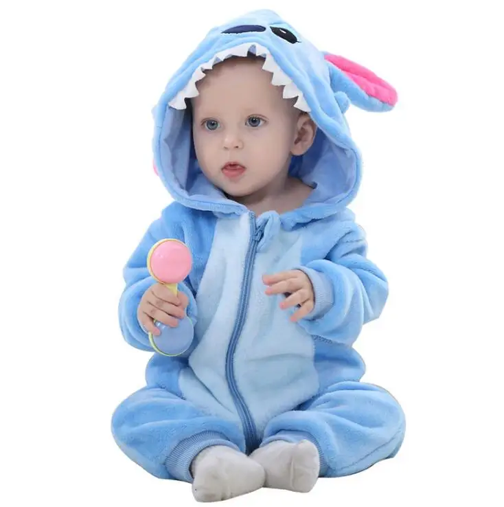 Unisex Baby Flannel Romper Animal Onesie Costume Hooded Cartoon Outfit Suit 