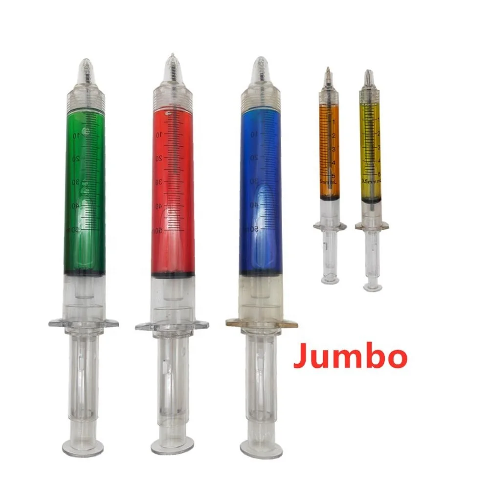 Novelty Retractable Jumbo Plastic Big Syringe Ballpoint Pen Injection