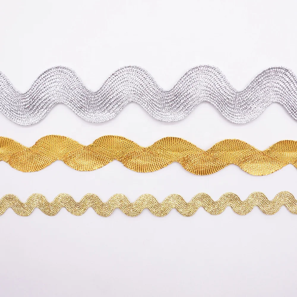 Metallic Ric Rac Trim Custom Braid Gold Metallic Ric Rac Trim - Kejing Ribbon