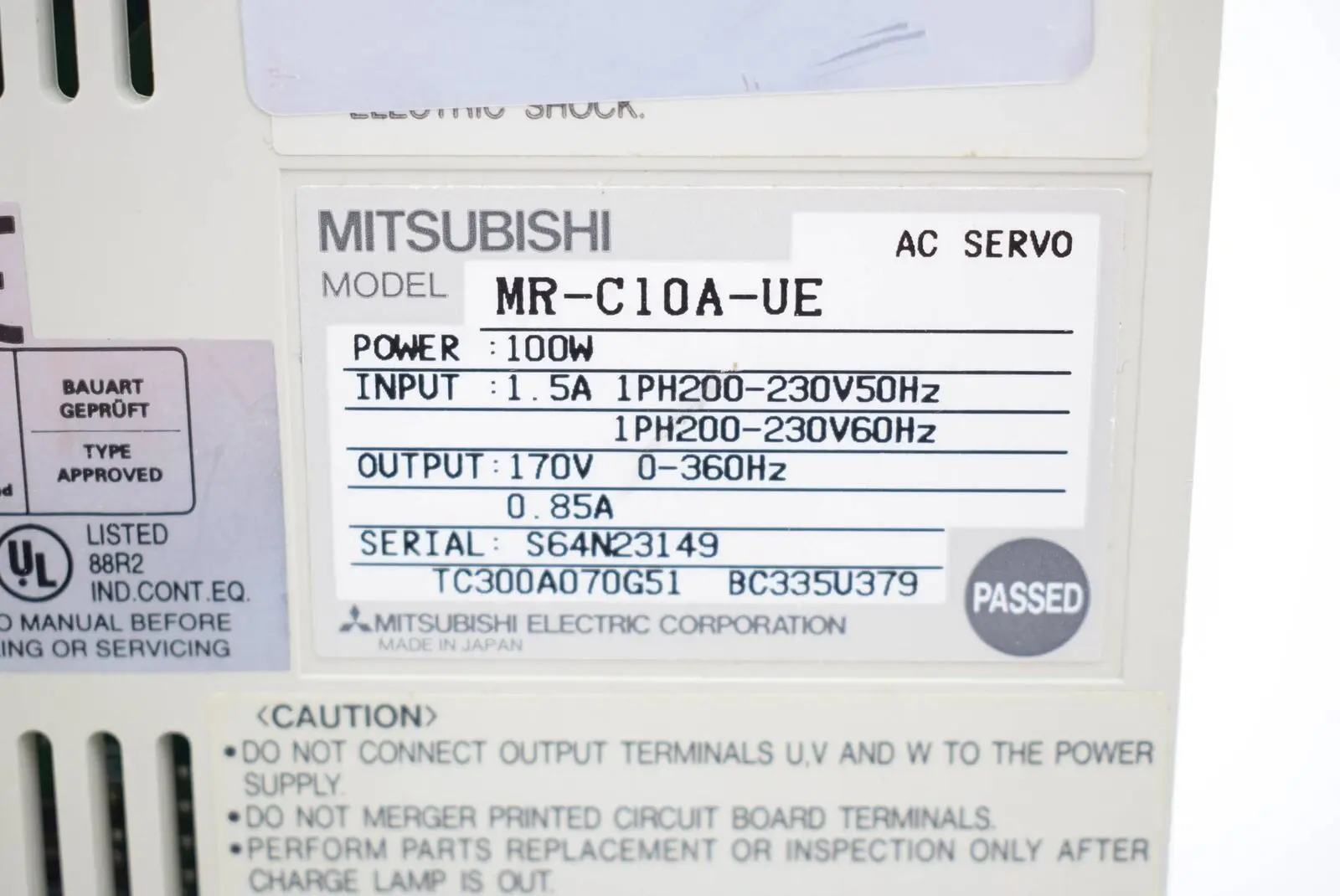 Mitsubishi Melservo Servoantrieb Mr-c10a-ue Ac Servo Motor Servo Drives ...
