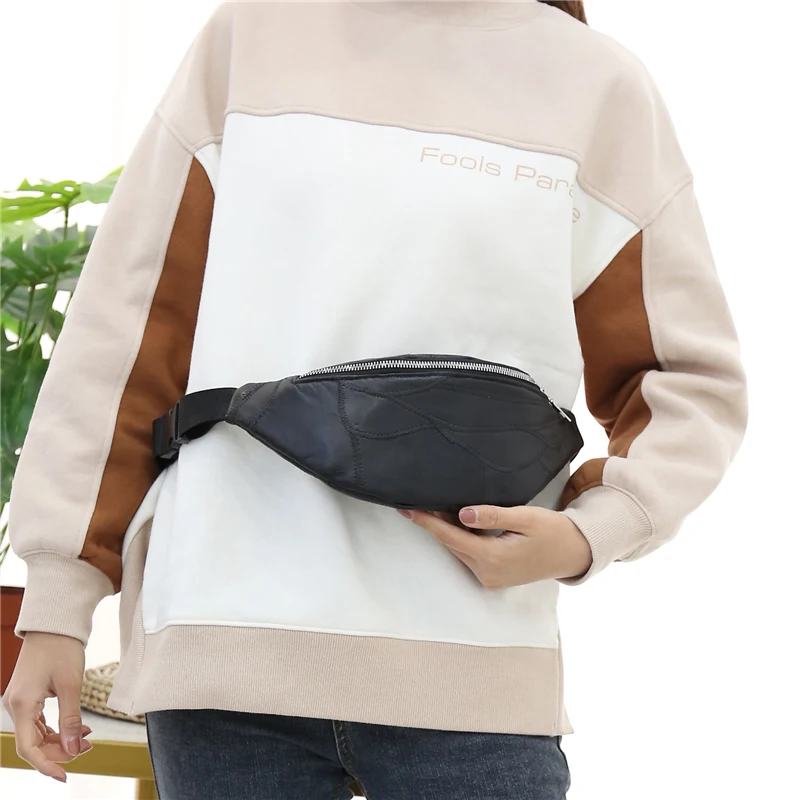 Factory wholesale price Big discount good quality Large capacity good quality soft Women running belt bag leather waist