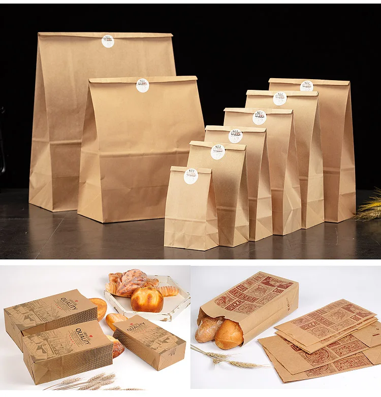 Custom made take away fast food kraft paper bag