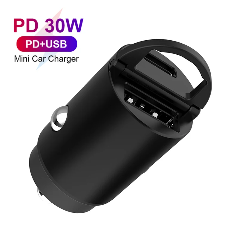 Factory Wholesale Portable USB Car Charger Mini Phone Type-c Car Charger With LED Light