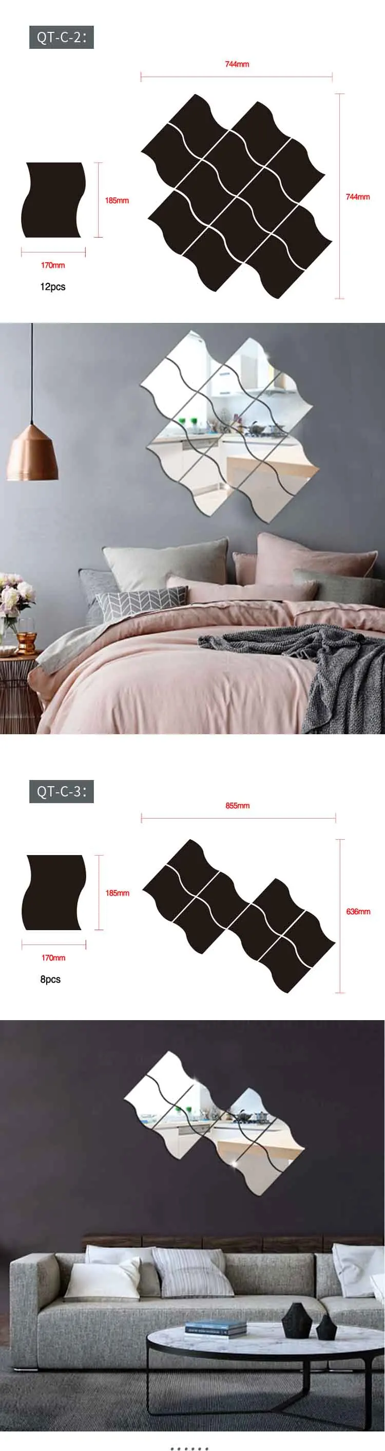 Wholesale modern custom size wall mirror house decoration home diy wall decoration nursery wall decor