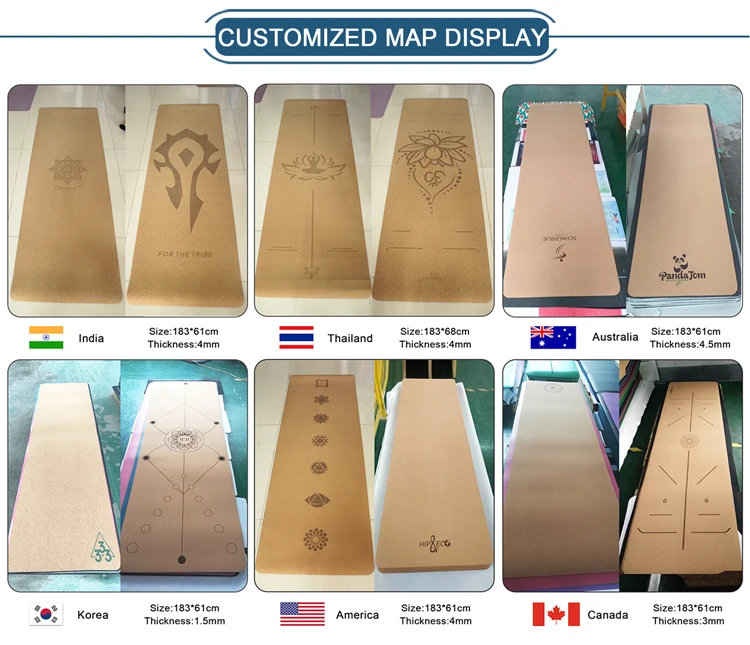 Custom Size Printing Professional Standard Body Line Cork Eco Yoga Mat Product On Alibaba Custom Size Printing Yoga Mat Body Line