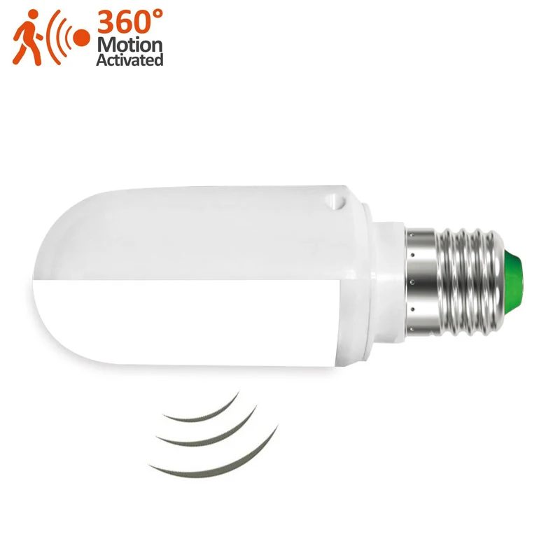 Microwave Motion Sensor Horizontal Plug LED bulb 5W E27 LED Corn Lamp