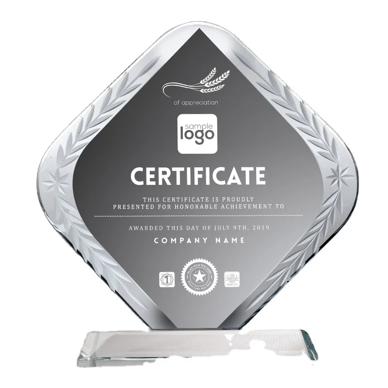 Cheap glass plaque employee recognition awards trophies customized or blank wholesale details