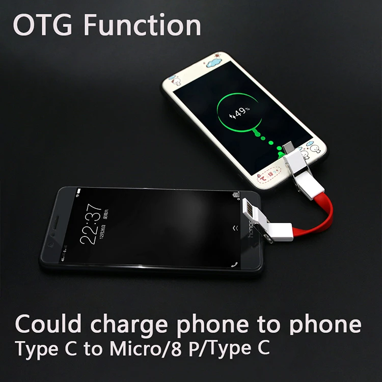 5 in 1 Magnetic Charging Cable With Keyring USB C To Android Type C Micro USB Smart Phone Change Cable - ANKUX.COM