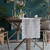 Scandinavian handmade white flower table runner patchwork