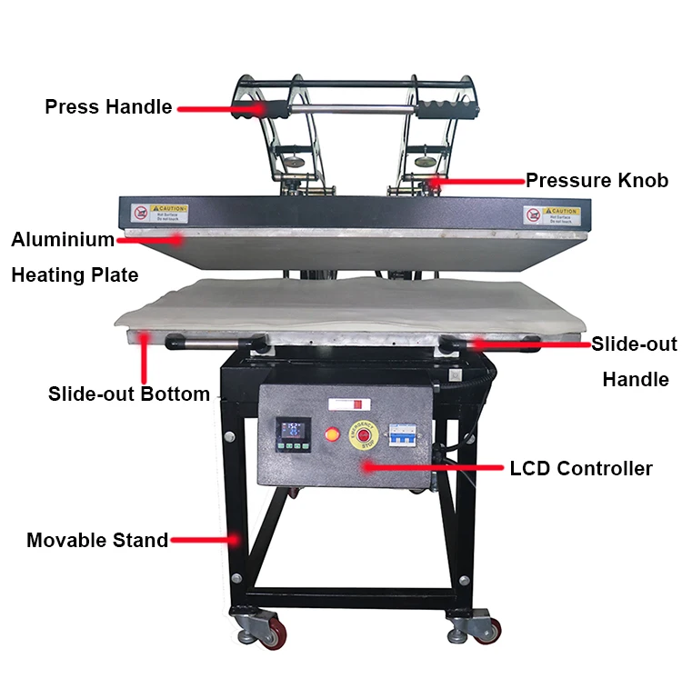 110v 80x100 Heat Press 31x39 Pneumatic One Station Flat Manual Large