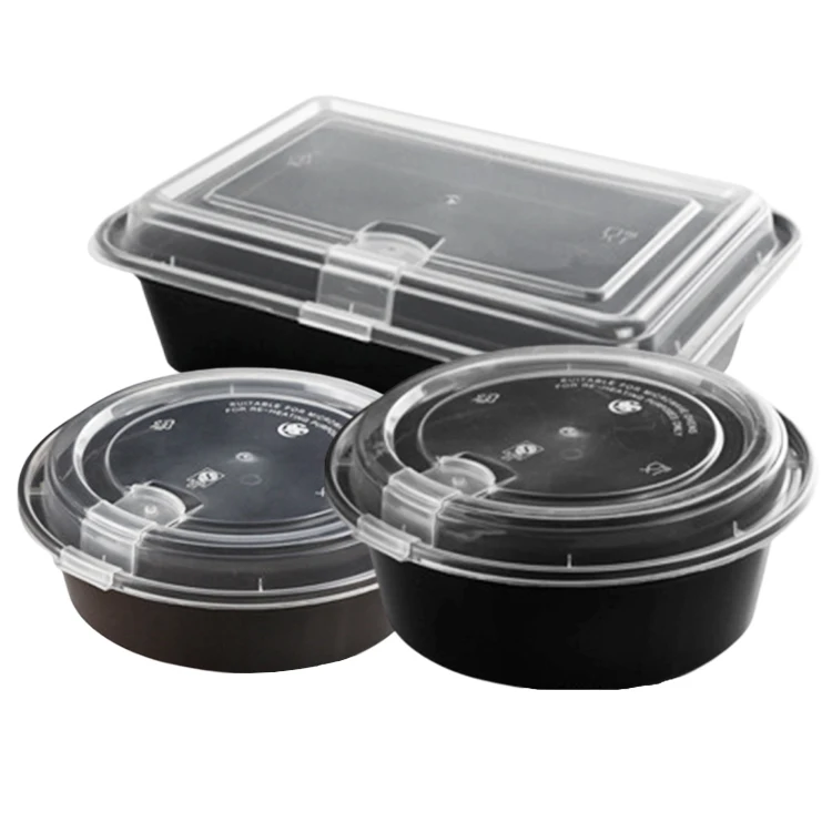 Takeaway 38 Oz Black Food Grade Packaging Storage Containers Plastic ...