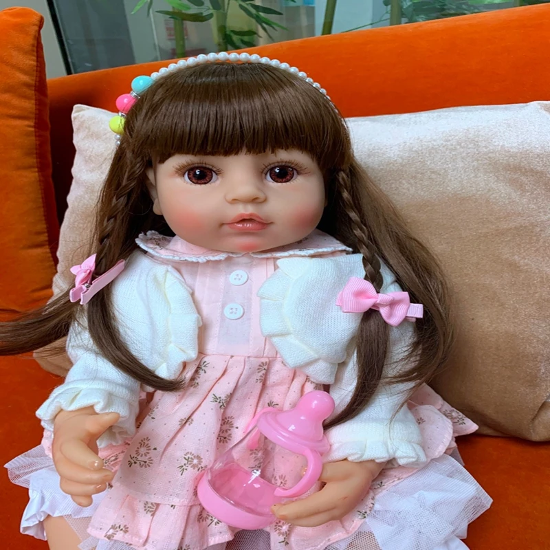 55cm Original Npk Full Body Silicone Bebe Doll Rebon Todder Girl