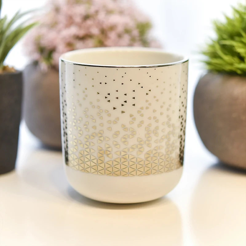 Wholesale Ceramic Candle Holder Mosaic Pattern Metallic Designs Home Decoration