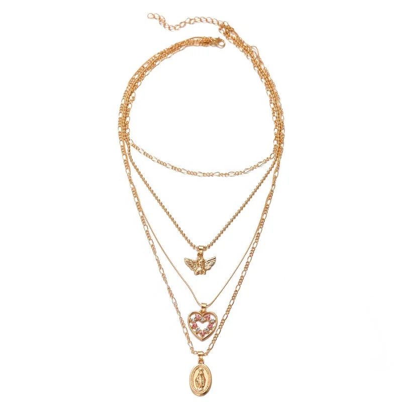 

vintage multilayer crystal pendant necklace,12 Pieces