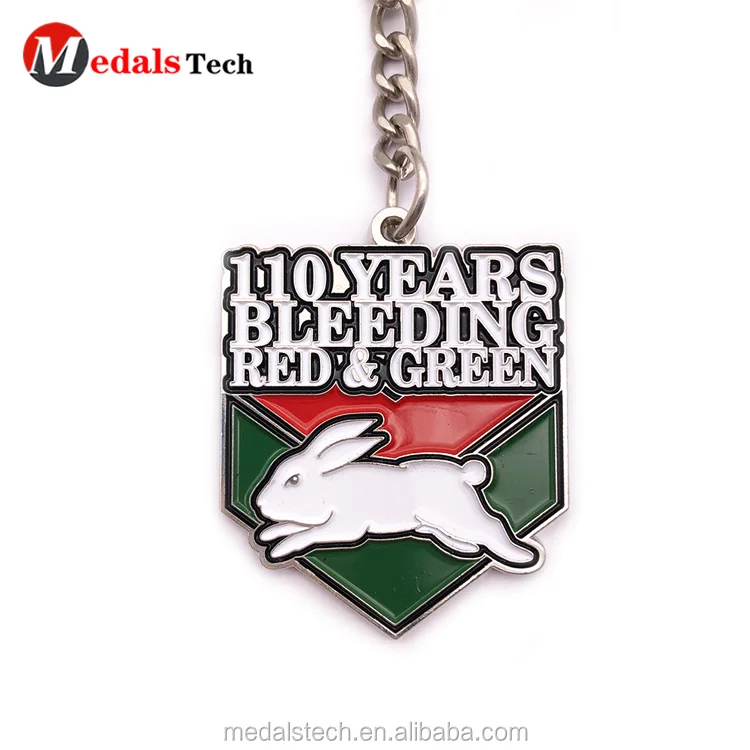 Customized promotional leather cover souvenir metal keychain