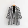Black and white stripes core yarn fabric business coat suits for ladies