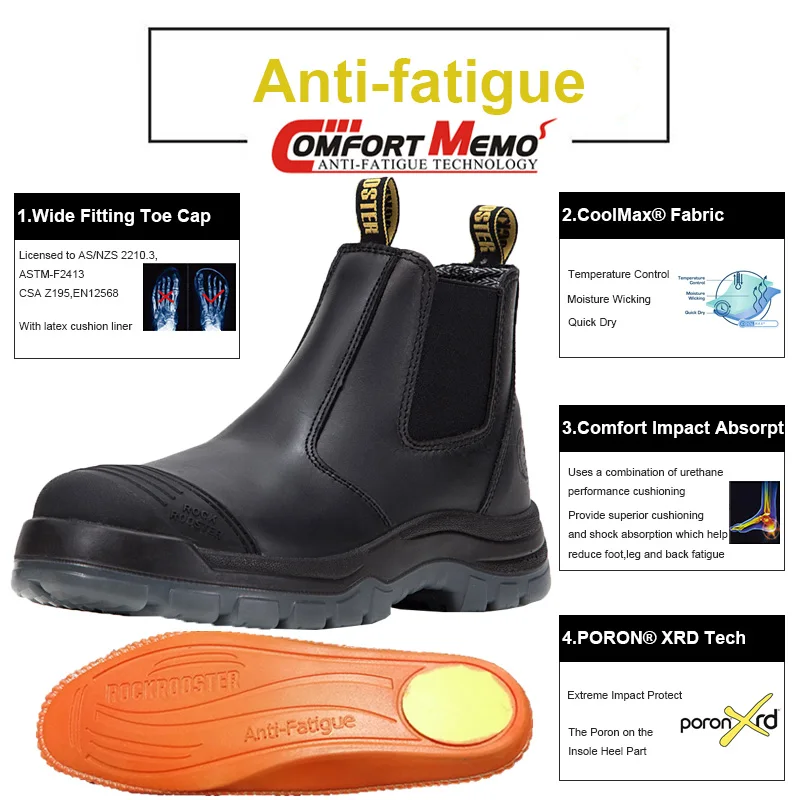 Rockrooster De Chelsea Botas De Seguridad De Punta De Acero Zapatos De