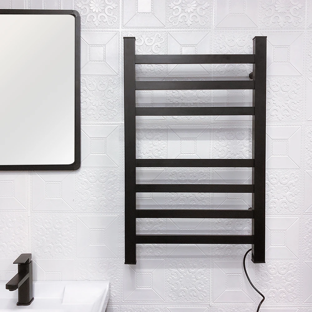black electric towel rail