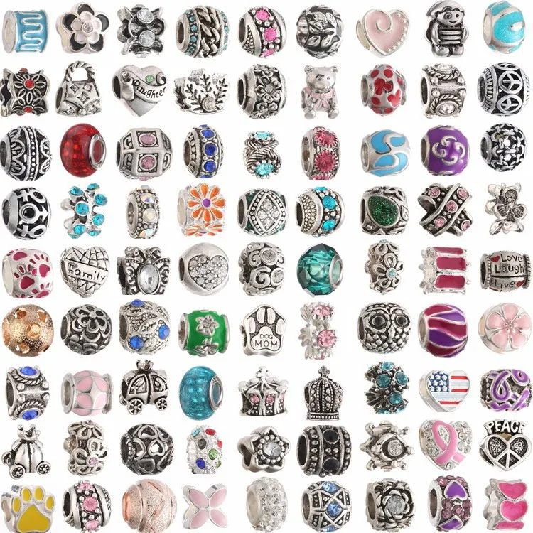 50 Pcs Beads Bulk Charms Pendants Diy Bracelet Wholesale Metal Charms