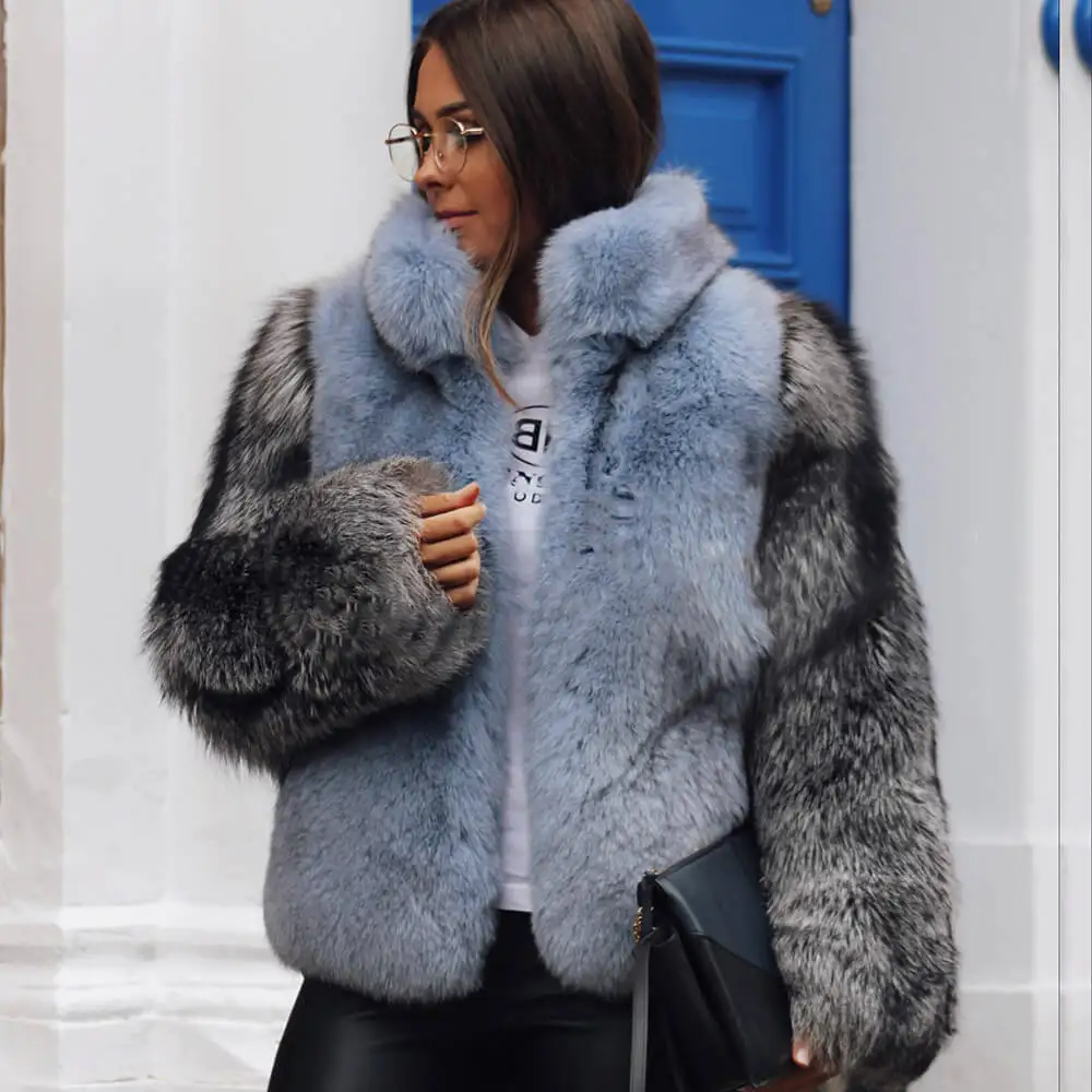 Womens Overcoats Styles Fashion Fluffy Blue Real Fur Coat Women Winter ...