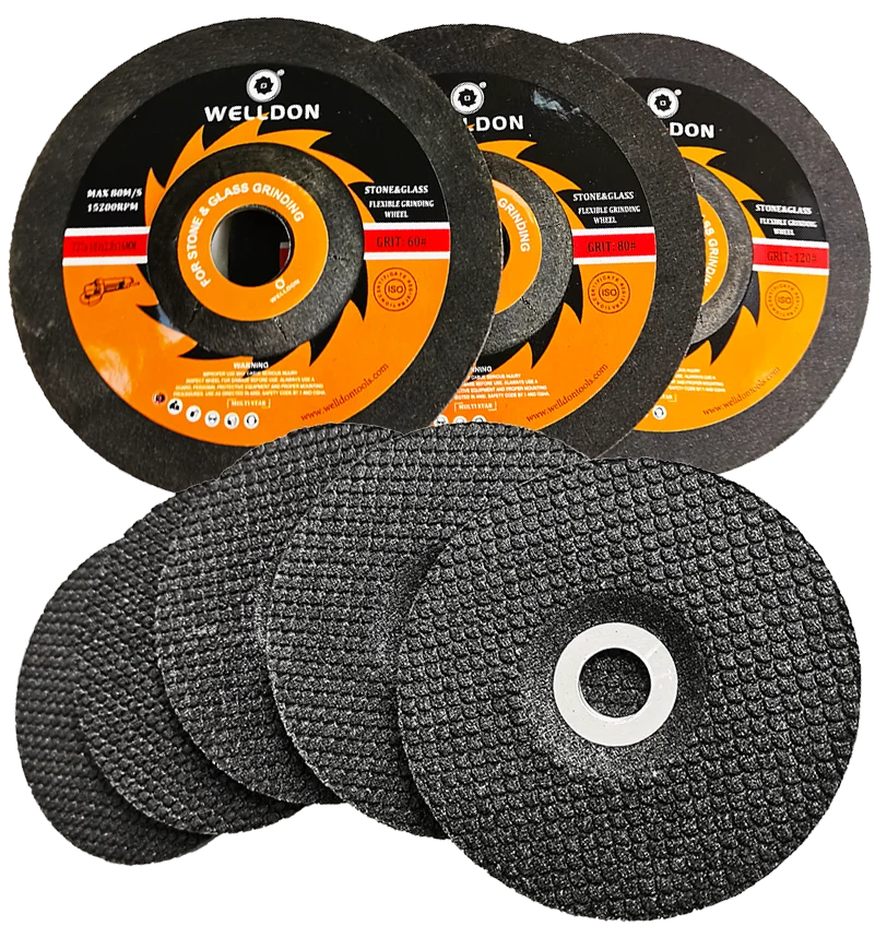 Welldon 4" Flexible Grinding Wheel Disc Glass Gc 60 80 120 Silicon
