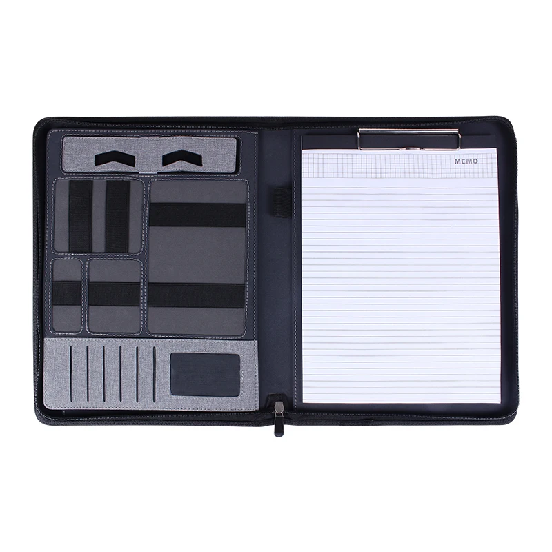 Customized a4 file with portable power charging notebook multi-function manager folder