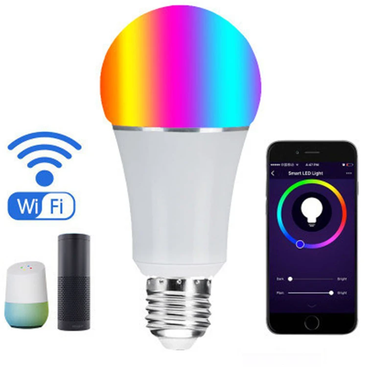 Wifi control 9W A60/A19 smart bulb E26 Base Led Light Dimmable Color Changing Lighting work with ALEXA
