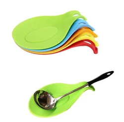 H984 Kitchen Cooking Baking Accessories Heat Resistance Non Stick Spoon Rests Multi Color Food Grade Silicone Spoons Plate