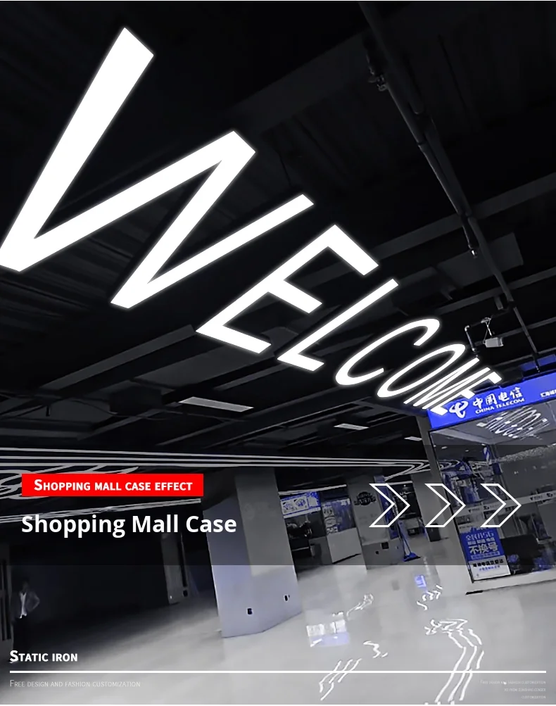 Custom LED Letter Chandelier Linear Light Ceiling Lamp for Barber Shop Dance Room Shopping Mall Special-Shaped Decorative supplier