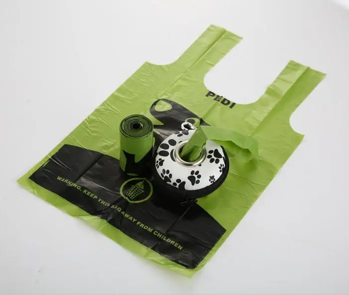 
hot sale degradable recycle green dog poop bags 