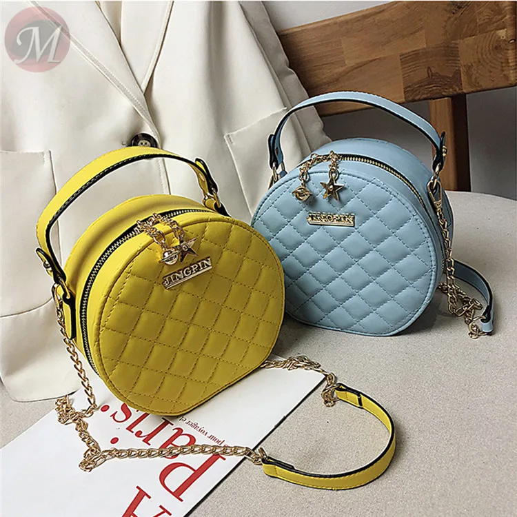 0270401 New 2020 fashion fast selling casual quality round leather Rivet shape handbag for women
