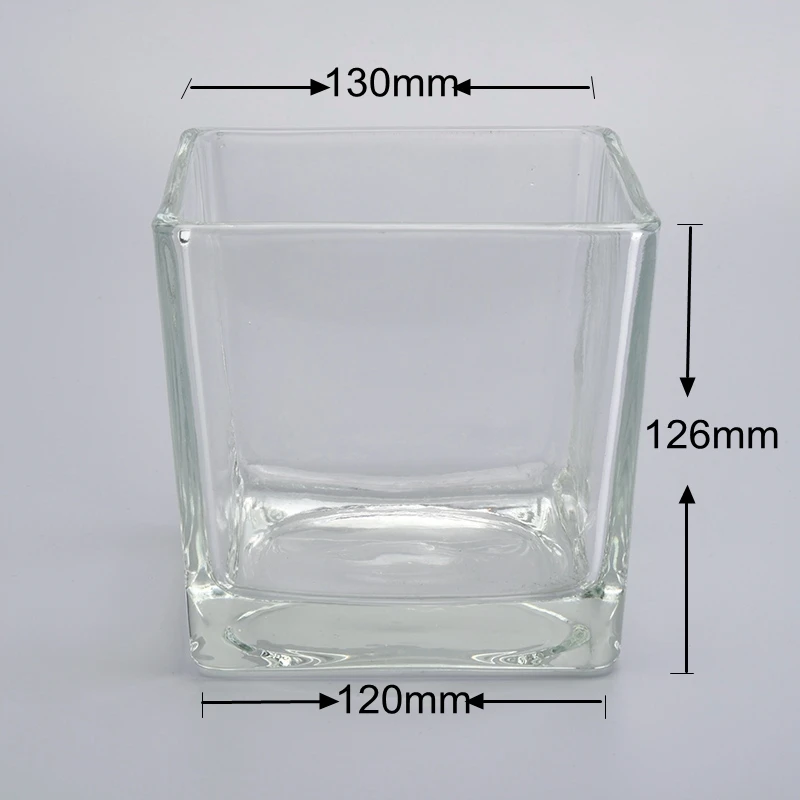 glass cube candle jar