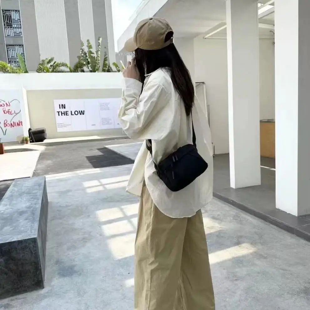 Unisex Japanese-Style New Lightweight Casual Fashion Multi-Pocket Crossbody Bag Waterproof Oxford Cloth Small Square Bag