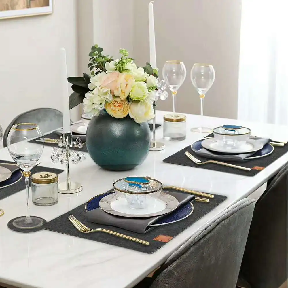 2020 Recyclable Felt Placemats Set Round Glass Coaster Rectangular