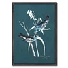 3D canvas animal bird Framed Wall Art Print Blue Floral Multicolor Framed Wood Wall Art