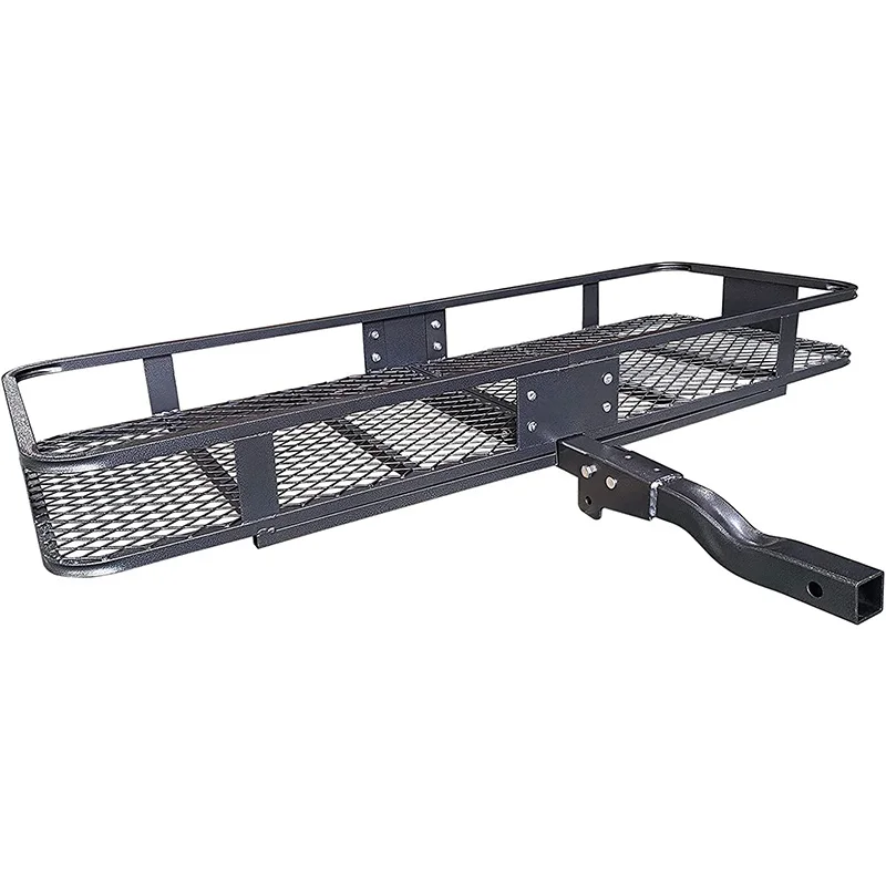 Folding Hitch Mount Cargo Carrier Basket 60" X 20" X 6",Hauling Weight Capacity Of 500 Lbs Hitch