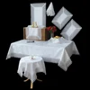 Longsho white polyester embroidered square table cloth set for home