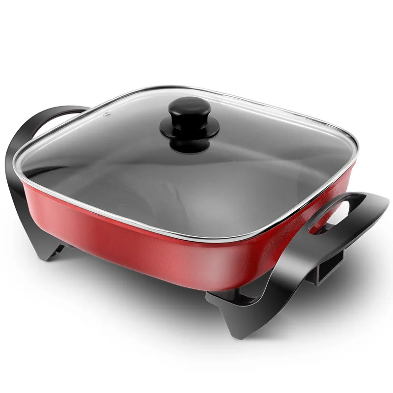 30cm Square Electric Nonstick Frying Pan With Tempered Glass Lid