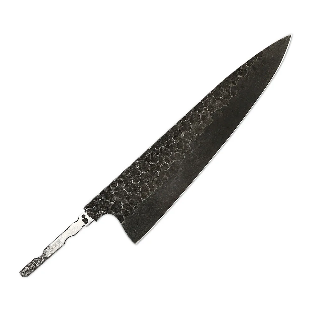 Amber Japanese Hammered Knife Blade Blanks 8 Inch Chef Knife Black