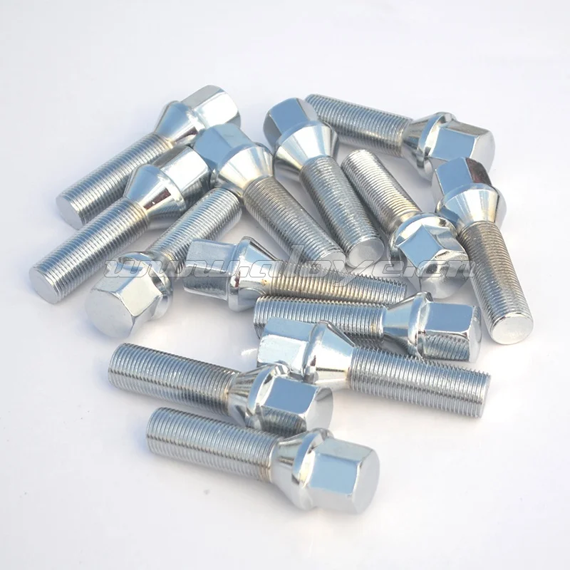 20set WHEELTECH Wheel Lug Bolt 12x1.25 Silver Shank Length 28mm Compatible with for Je-ep Compass for Je-ep Renegade Fiat for Je-ep Cherokee 