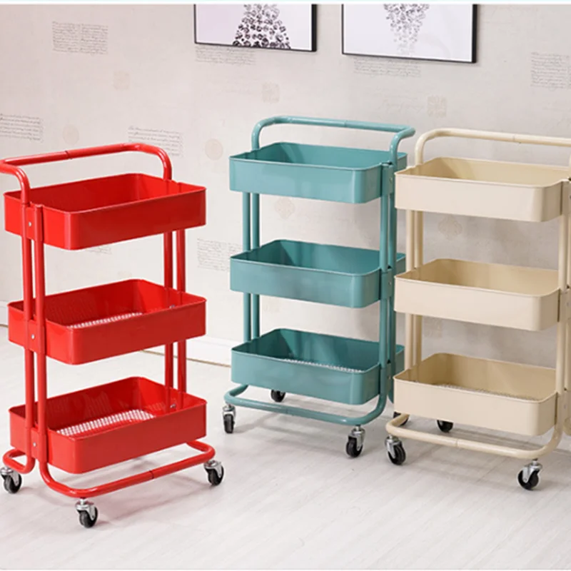 Modern Multi-colors 3 Tier Kitchen Trolley,wheels Vegetable Storage 