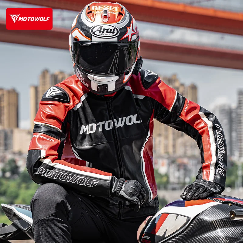 Moto Wolf New Cycling Leather Jacket - Stylish & Windproof