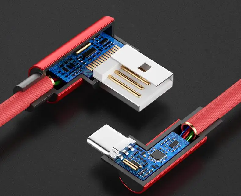 Factory Price Cotton Material 90 degree usb cable 90 degree u shape Micro usb cable - ANKUX.COM
