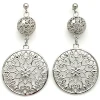 Wholesale Fashion Big Stainless Steel Hollow Ball Drop Earring for Women Jewelry Silver Flower Statement Long Dangle Earrings