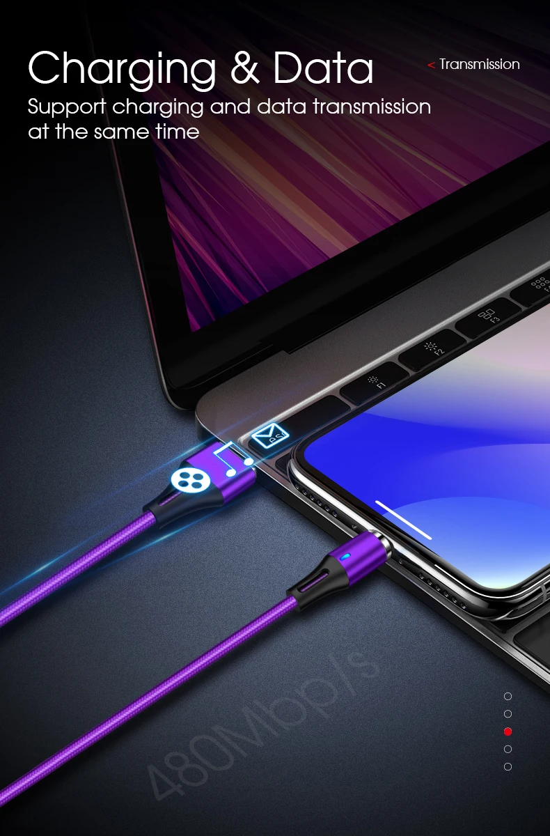 Vothoon 3 in 1 Magnetic Fast Charging Cable 3A USB Type C Fast Cable Micro USB Data Cable - ANKUX.COM